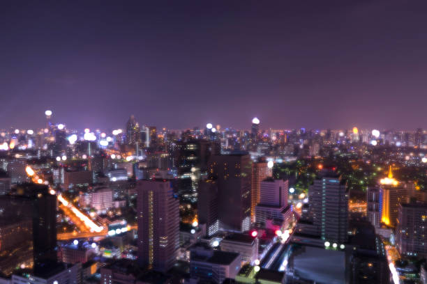 istock abstract cityscape night view with myst filter for soft focus 824731024