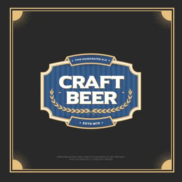 Vector illustration of Vintage frame design for labels, banner, sticker and other design. Suitable for whiskey, beer and premium product.