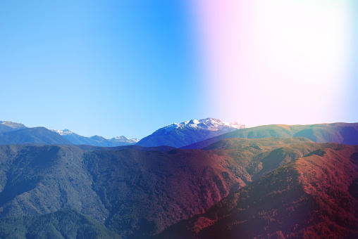 Dreamy Soft-Focus Mountainscape and Horizon.