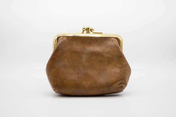 istock Brown leather purse isolated on white 824737054