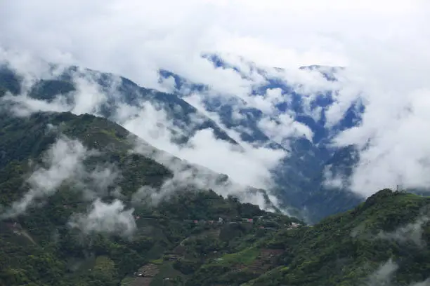 foggy mountains in Cingjing Farm, Nantou, Taiwan