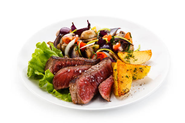 istock Grilled beefsteak with baked potatoes 824741234