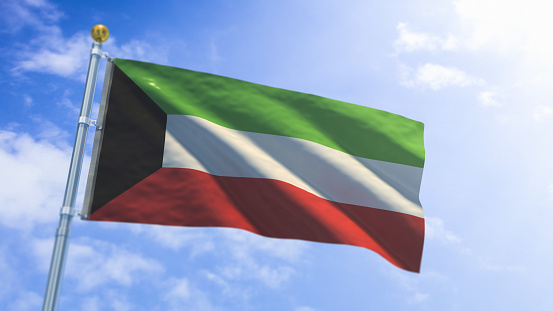A stock digital 3D render of the Kuwait Flag