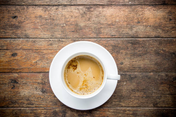 istock coffee time , instant coffee white cup on wood table , coffee break style on old wood and copy space 824746820