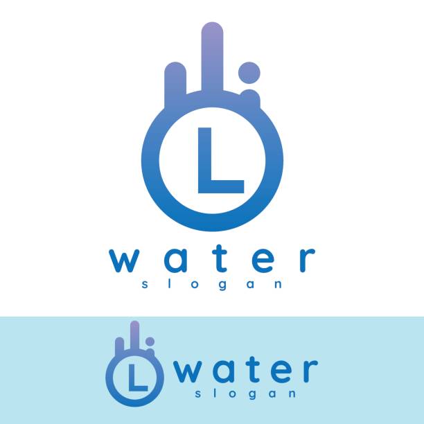 illustrazioni stock, clip art, cartoni animati e icone di tendenza di immagine iniziale lettera l icona design - letter l water typescript liquid