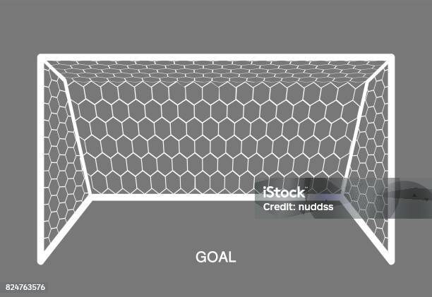 White Goal Football Element Stock Illustration - Download Image Now - Soccer Goal, Goal - Sports Equipment, Soccer