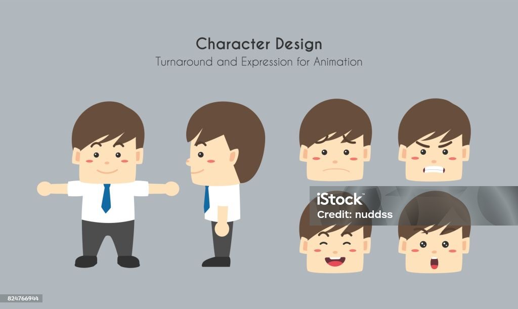 Cartoon Character Design Turnaround And Expression For Animation Business Man In Side View And Front View Mood Such As Sad Angry Laugh And Surprise Cute Cartoon Flat Design Vector Illustration Stock Illustration - Cartoon Character Design Turnaround And Expression For Animation Business Man In Side View And Front View Mood Such As Sad Angry Laugh And Surprise Cute Cartoon Flat Design Vector Illustration Stock Illustration -
