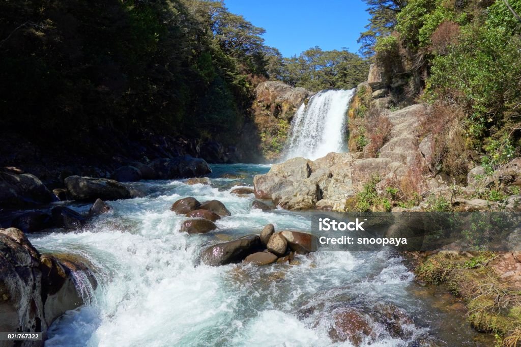 Tawhai Falls - Waterfall in New Zealand Horizontal Stock Photo