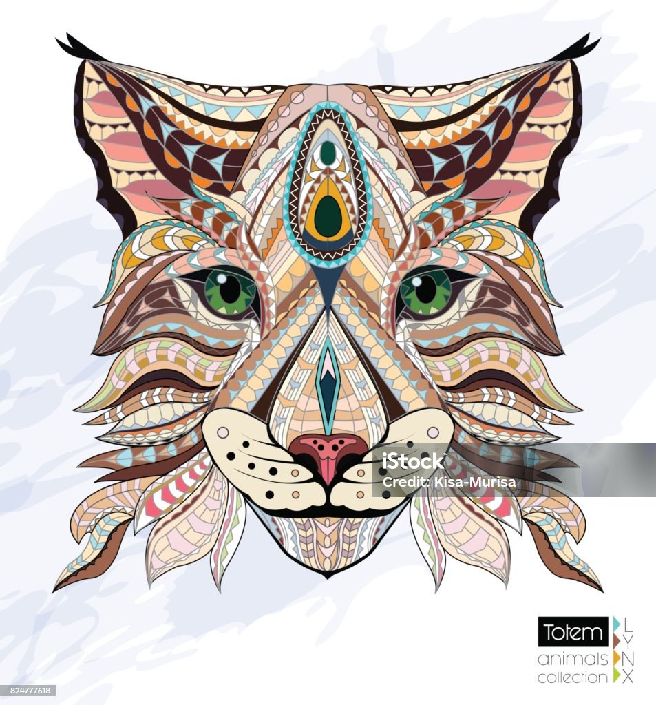 Patterned Head Of Lynx Wild Cat Color Hand Drawn Doodle Animal African  Indian Totem Tattoo Design Tshirt Bag Postcard Poster Design Stock  Illustration - Download Image Now - iStock