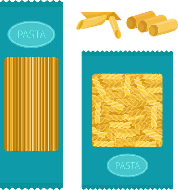 illustrazioni stock, clip art, cartoni animati e icone di tendenza di diversi tipi di pasta integrale grano mais riso noodles cibo biologico maccheroni nutrizione gialla prodotti per la cena illustrazione vettoriale - spaghetti crudi