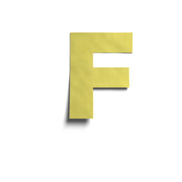 istock 3D realistic yellow paper notes uppercase letter F with soft shadow isolated on white background 824789242