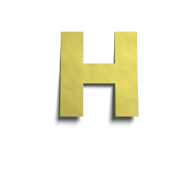 istock 3D realistic yellow paper notes uppercase letter H with soft shadow isolated on white background 824789248