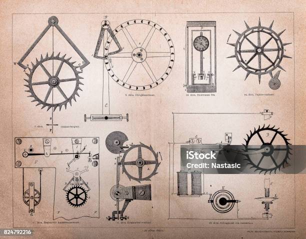 Hours Structures Stock Illustration - Download Image Now - Steampunk, Clock, Etching