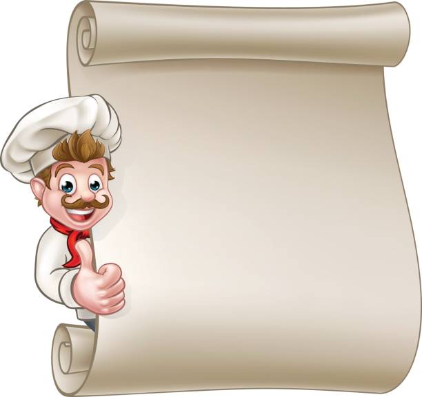 chef with menu scroll - culinary illustration for... 130+ Chef With Scroll Stock Illustrations, Royalty-Free Vector Graphics ...