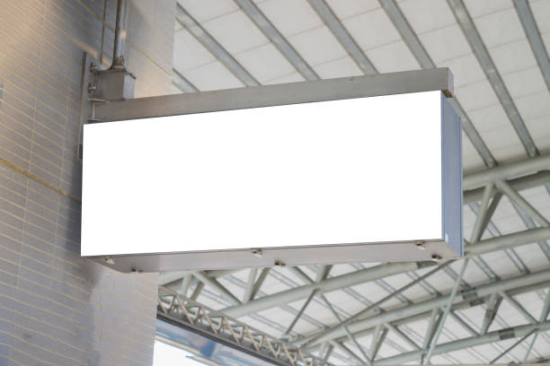 istock Hanging roullups for advertising ,Empty blank billboard at train station,blank billboard - advertising public commercial,ready for new advertisement,selective focus 824793904