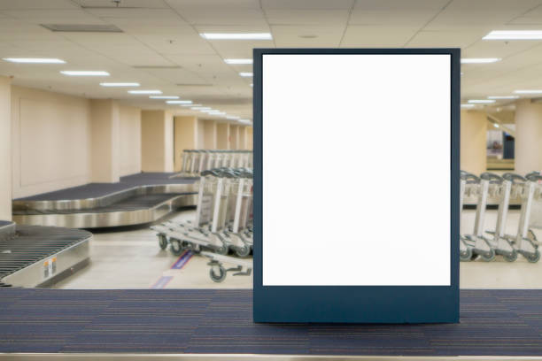 istock Empty blank billboard at airport ,train station,blank billboard - blank billboard advertising public commercial,ready for new advertisement,selective focus 824794020