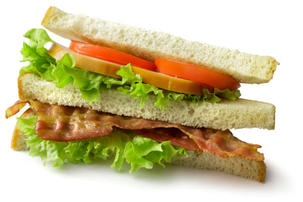 istock Sandwiches: Sandwich with Bacon, Lettuce, Tomato and Chicken Isolated on White Background 824805242