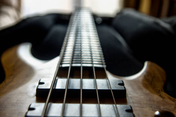istock Bass guitar in the case, close up 824808546
