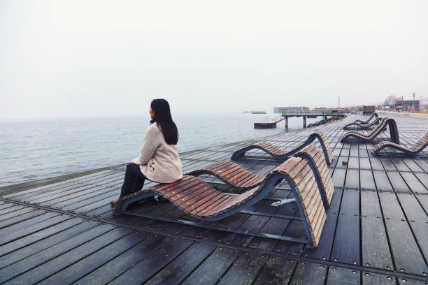 Tourist is watching the landscape in Helsingborg, Sweden