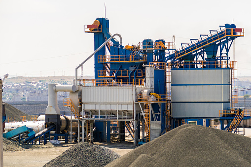 equipment for production of asphalt, cement and concrete. Concrete plant.