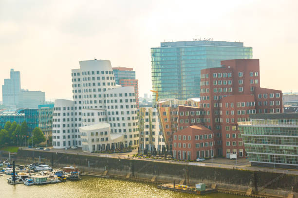 istock Aerial view Neue Zollhof Dusseldorf during morning. 824809894