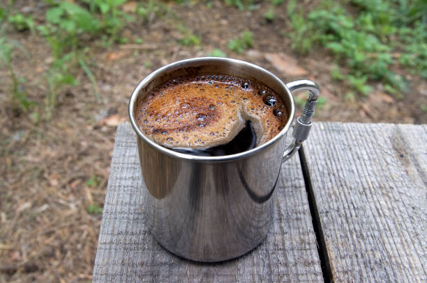 istock Metal mug of coffee 824819322