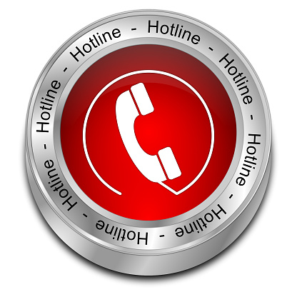 red hotline button - 3D illustration