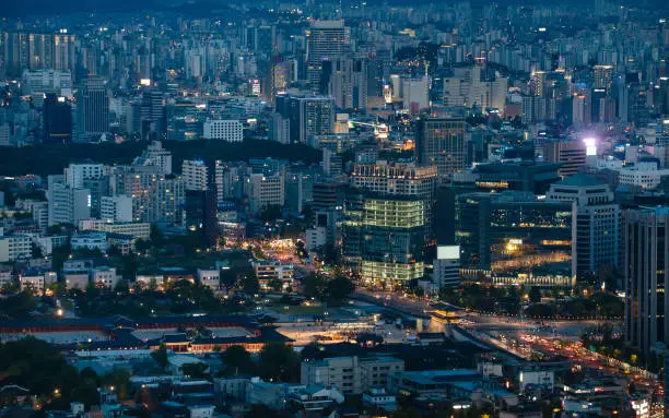 The Seoul CBD photographed at night