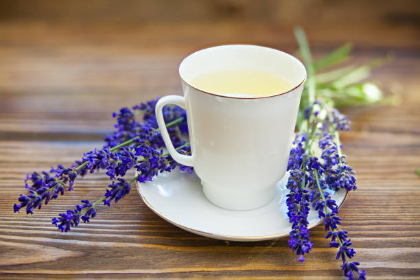 istock delicious green tea in a beautiful glass bowl on table 824828076