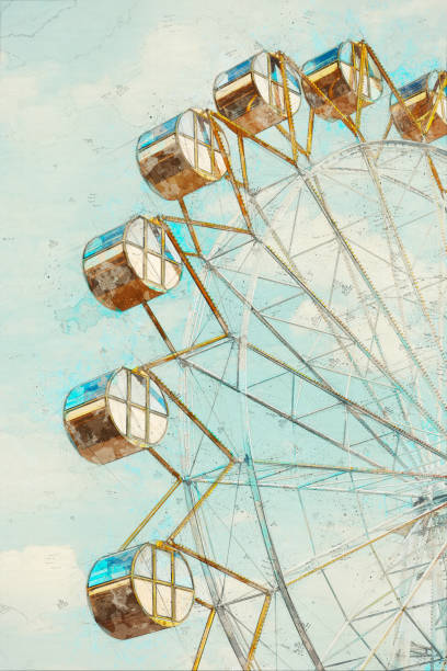 Concept, Sketch Ferris Wheel over blue Sky