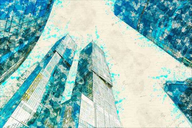 istock Concept, sketch skyscraper facade office buildings modern glass 824835428