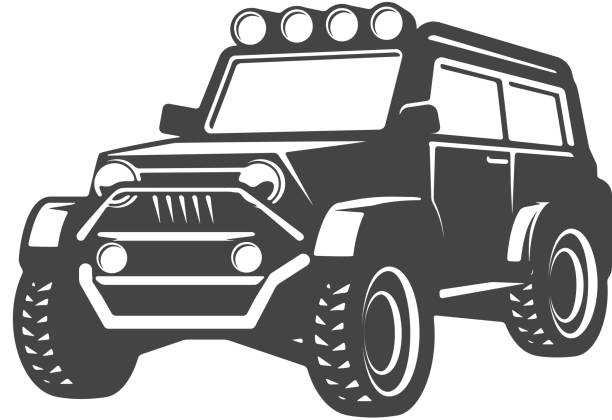внедорожные иллюстрации автомобиля изолированы на белом фоне. элемент дизайна для этикетки, эмблемы, знака. иллюстрация вектора - jeep 4x4 off road vehicle adventure stock illustrations