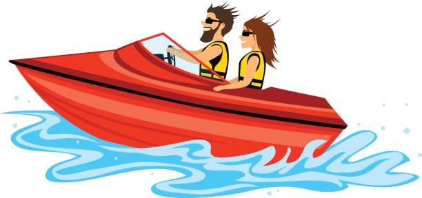 Man And Woman Couple Driving Speed Boat Colored Isolated Vector  Illustration Stock Illustration - Download Image Now - iStock