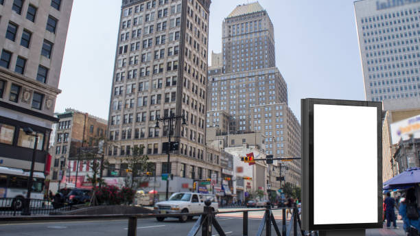 istock Modern city advertising light billboard in City 824845630