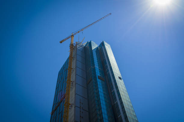 Sathorn building construction unfinished with sky background