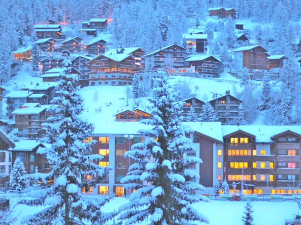 istock Houses in the Snowy Evening 824853040