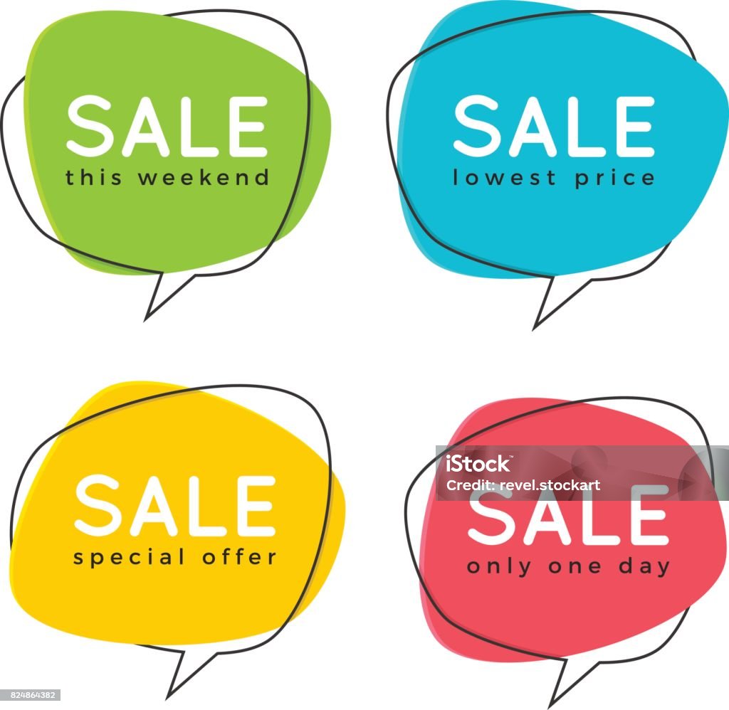 Set of flat speech bubble shaped banners, price tags, stickers, Set of flat speech bubble shaped banners, price tags, stickers, badges. Vector illustration. Shape stock vector