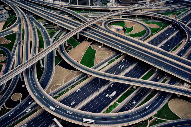 istock Highway junction viewed from Burj Khalifa, Dubai, UAE 824867824