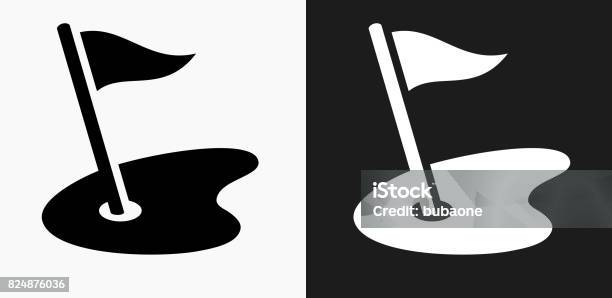 Golf Field Icon On Black And White Vector Backgrounds Stock Illustration - Download Image Now