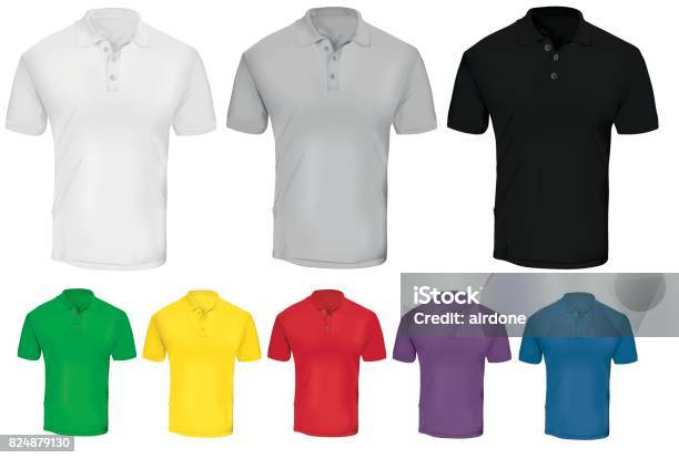 Colorful Polo Shirt Template Stock Illustration - Download Image Now - Polo Shirt, Template, Polo