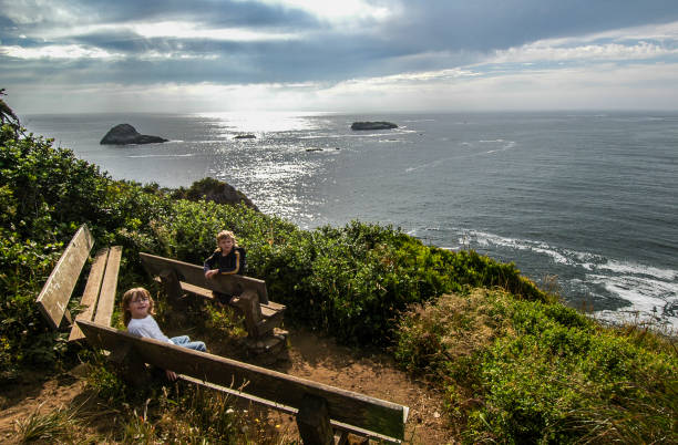 banco de vista océano - humboldt county california coastline island fotografías e imágenes de stock