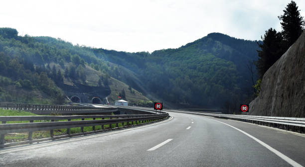 istock Highway through mountain area, shot from the vehicle 824882834