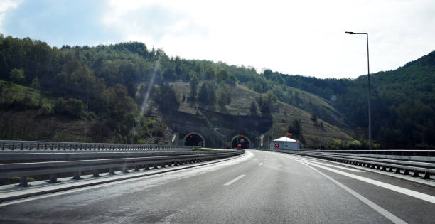 istock Highway through mountain area, shot from the vehicle 824882840