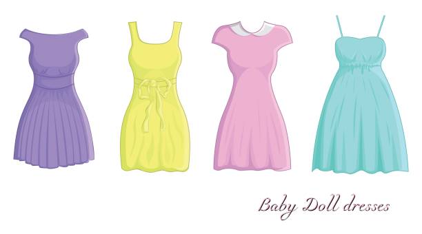 sukienki dla lalek dla dzieci - baby doll dress stock illustrations