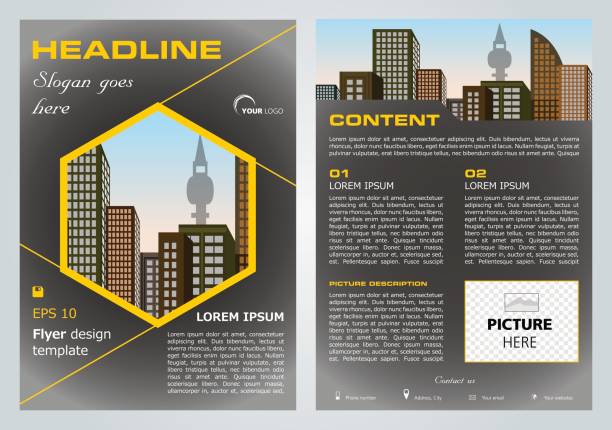 istock Vector flyer, corporate business, annual report, brochure design and cover presentation with yellow hexagon. 824886566