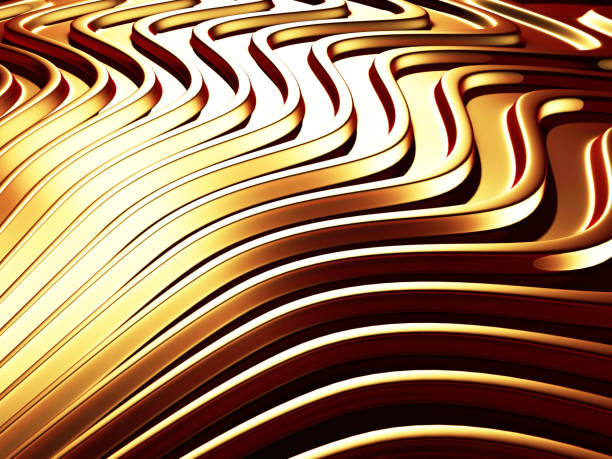 istock Glossy golden elegant wave lines background 824886938