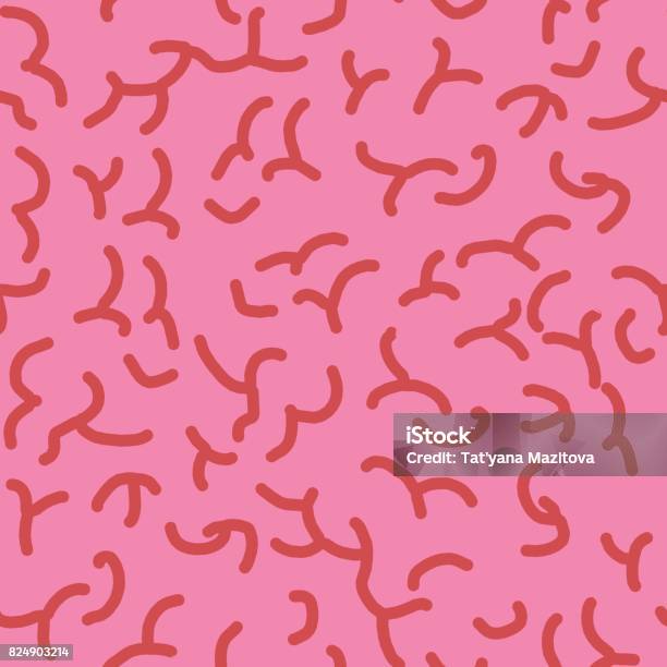 Brain Texture Brains Bends Background Brains Pink Seamless Ornament Stock Illustration - Download Image Now