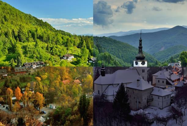 istock Four season in old mining village 824917036