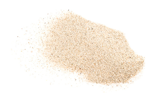 Pile of river sand isolated on a white background