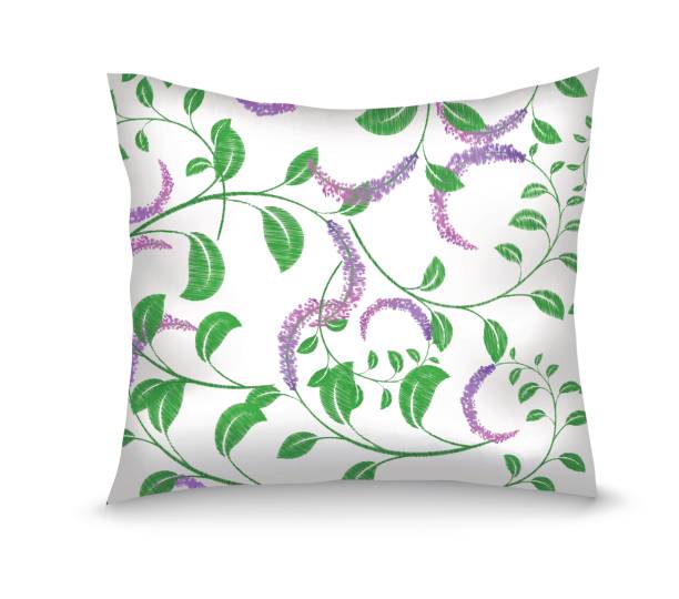 베개 초원 꽃 장식 - pillow cushion embroidery homewares stock illustrations